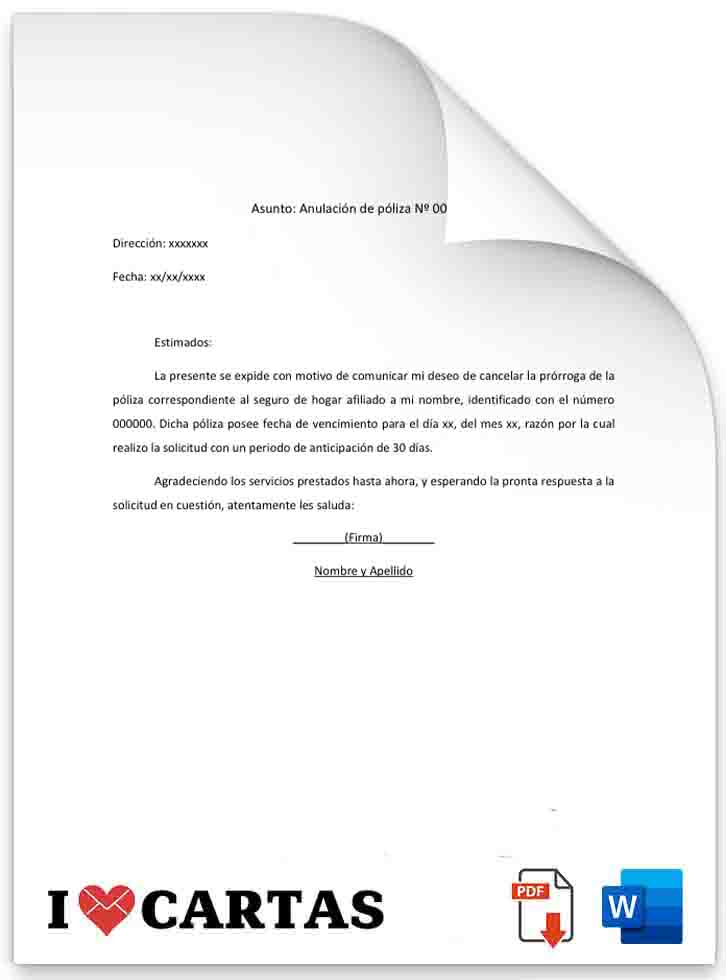 consejos para escribir una carta para cancelar un seguro